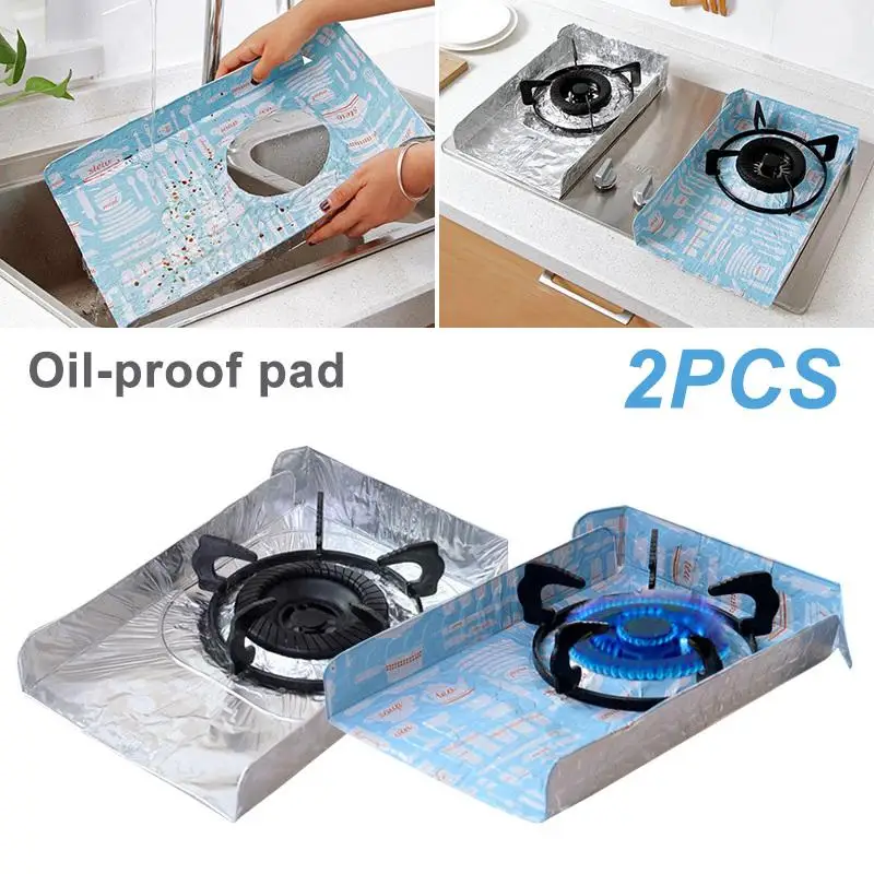 2Pcs/Set Kitchen Gas Stove Oil Proof Pad Reusable Burner Protector For Gas Stove Tops Clean Mat