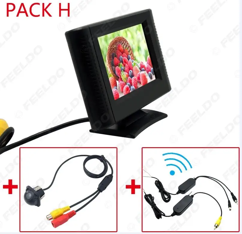 FEELDO 2,5 дюймов ЖК TFT монитор с заднего вида парковочная камера RCA видео система 2,4G беспроводной и прикуриватель опционально - Цвет: PACK H