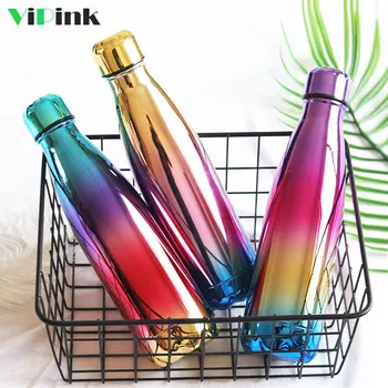 

Stainless Steel Thermos Vacuum Flask Bottle 500ml Coffee Milk Cup Gradient Color Outdoor Travel Sport Water Bottles For Student