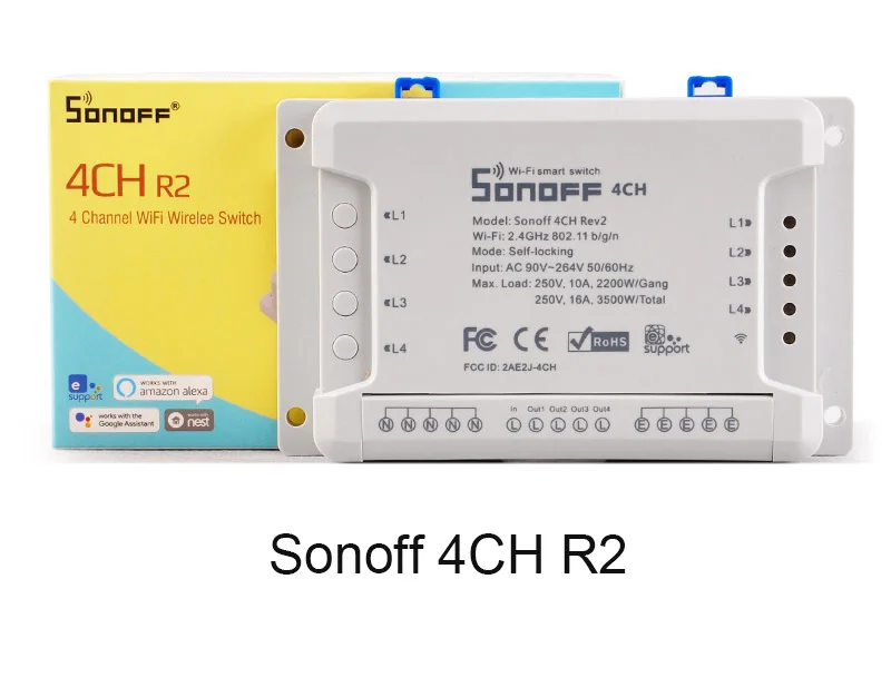 Интеллектуальный выключатель света Sonoff 4CH переключатель Wi-Fi Умный дом 4-канальном пульте дистанционного управления Управление модуль домашней автоматизации на/off Беспроводной таймер для переключателя «сделай сам» на din-рейку