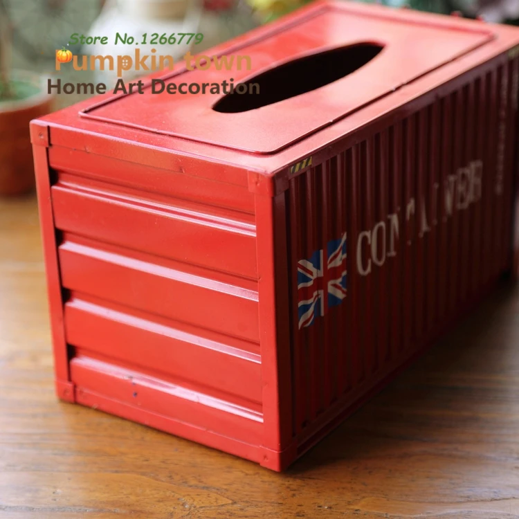 Ретро стиль креативный Железный промышленный контейнер коробка для салфеток, домашняя гостиная Настольная декорация/ресторанная коробка