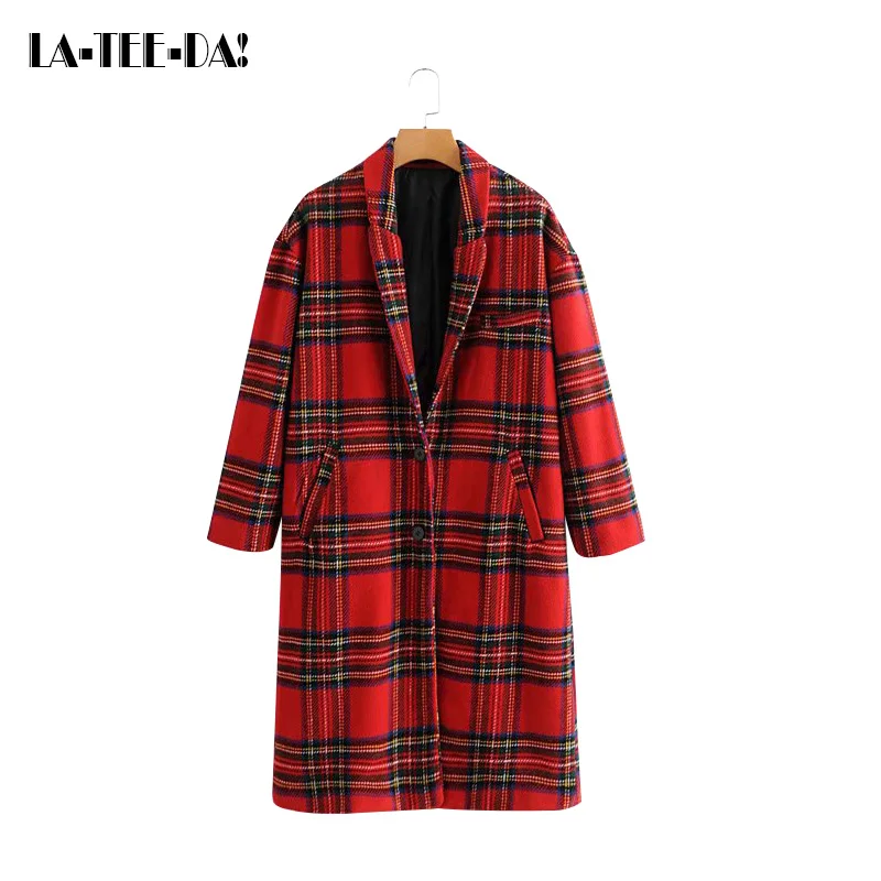 LTD1198392 ELYB Новый плед шерсть для женщин однобортный два пуговицы пальто леди