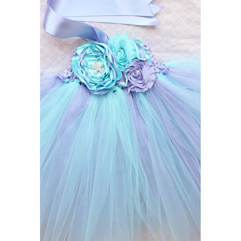 Aqua Voile Princess Ariel Flower Girl 1st Birthday Party Dress Alice in Children's Wonderland Costumes for Halloween Tutu Dress (4)