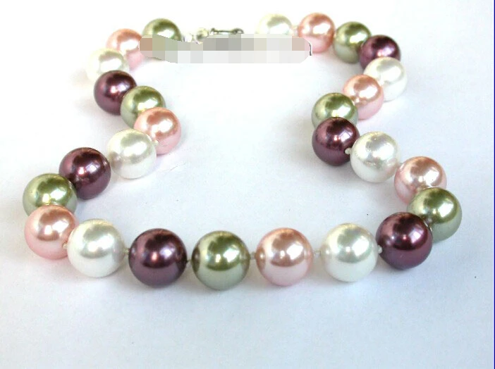 

luster 14mm multi-Color seashell pearls necklace @^Noble style Natural Fine jewe FREE SHIPPING