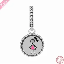 Новая девушка Stick рисунок Мотаться бусины для женщин ювелирных изделий DIY Fit PANDORA талисманы Серебро 925 дань Girlhood FL784