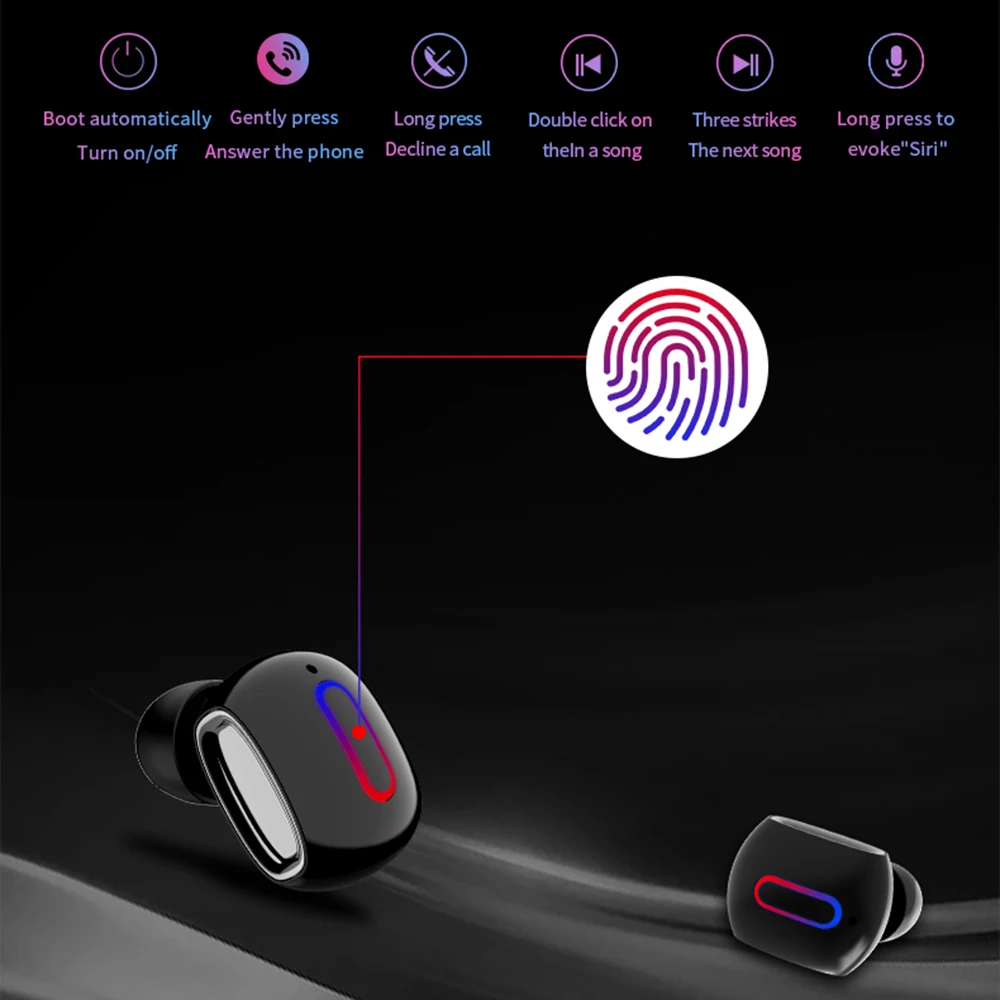 TWS 5 0 Bluetooth наушники Мини спортивная Беспроводная гарнитура стерео бас сенсорное