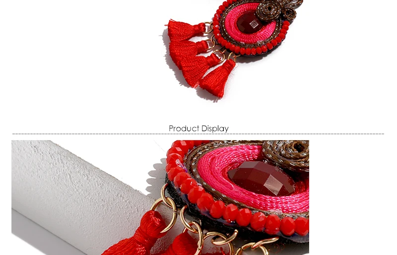 AYAYOO Statement Dangle Tassel Earrings Beaded Bohemian Women Long Red Fringe Earrings Hanging Handmade Fashion Jewelry  (3)