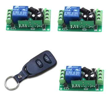 

ON/OFF Key 9V 12V 24V Relay 1CH Remote Wireless RF Control Switch Transmitter with 2 Buttons + 3 Receiver 315/433MHZ