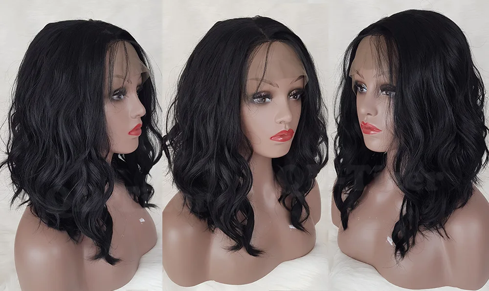 QD-Tizer короткий кудрявый кружевной передний парик «пучок» черный цветной синтетический парик термостойкие тканевые крылья с детскими волосами для женщин