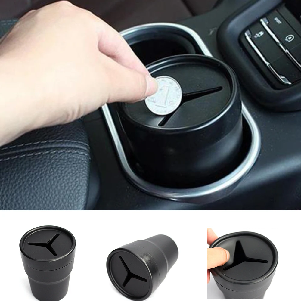 

1PC Black Car Mini Pen Holder Box Coin Boxes Mount Trash Bin Auto Holders Cup Mounts