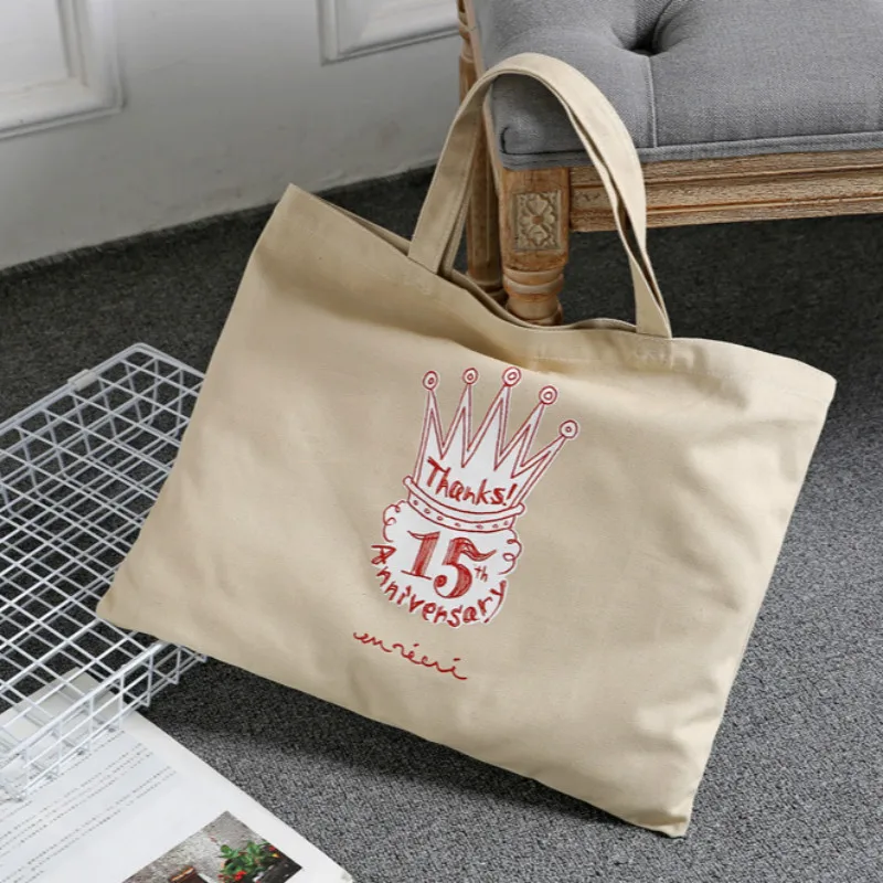 

Large Capacity Shopping Bag Canvas Eco Reusable Supermarket Tote Daily Use Handbag Shoulder Bag