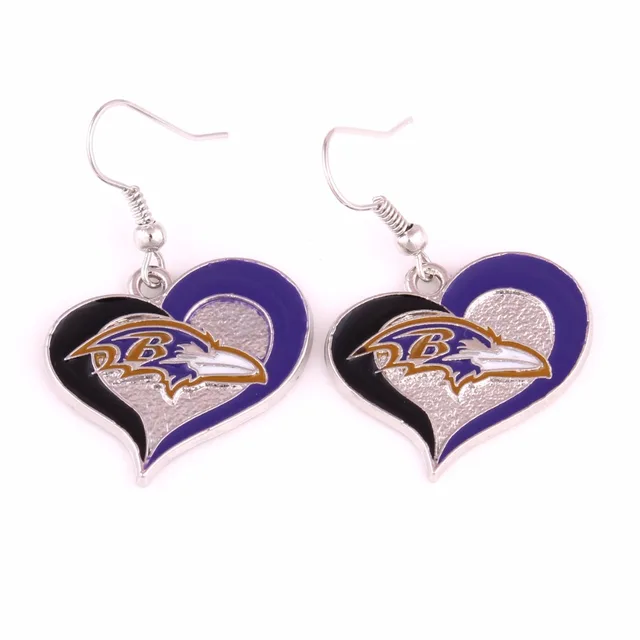 Single Sided Baltimore Ravens Women S Football Team Logo 26cm Swirl Single Sided Baltimore Ravens Women S Football Team Logo 26cm Swirl Heart Charm Sport Dangle Earring