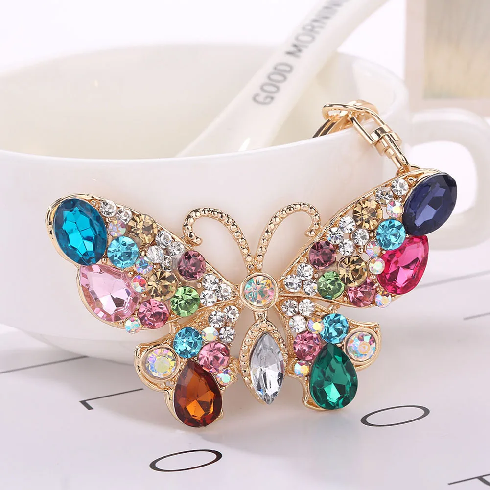 

Lady Women Car Bag Keychain Keyring Decor Colorful Butterfly Alloy Keychain 2018 New Arrival