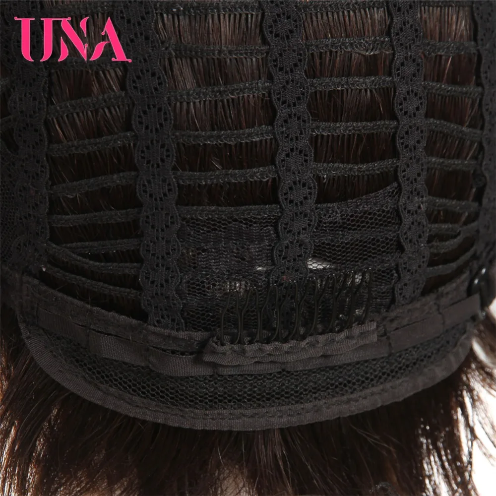 UNA Human Hair Wigs Half Hand-Tied Wigs Non-Remy Human Hair Malaysian Straight Human Hair Wigs Short Human Hair Wigs