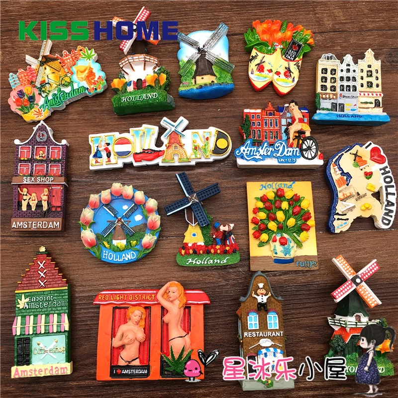 

Famous Landmark Resin Refrigerator Stickers Magnetic Stickers Netherlands French Decorative 3D Fridge Stickers Fridge Magnet