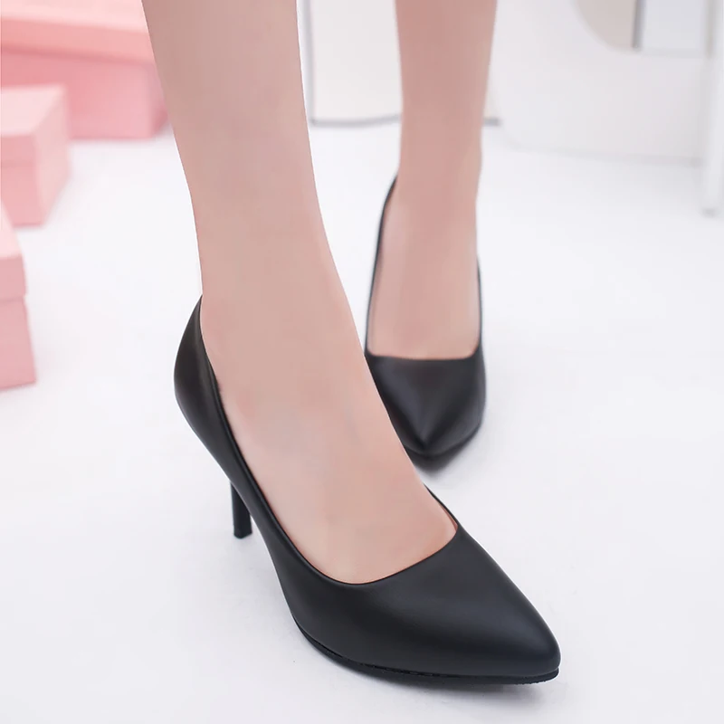 

Lucyever 2017 New Fashion Women Shoes High Heel Pointed Toe Soft Leather Single Shoes Woman Shallow Thin Heels Elegant Pumps
