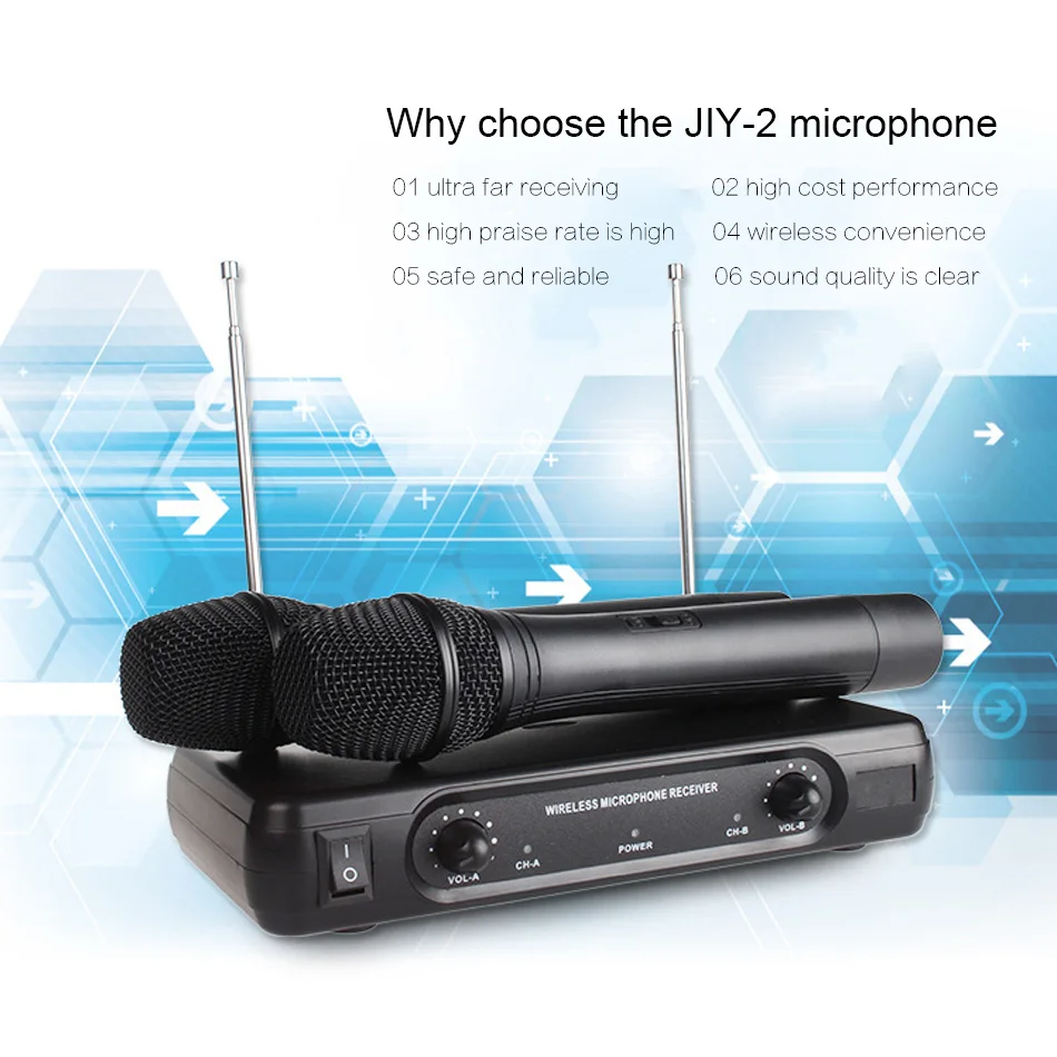 KEXU المزدوج يده VHF ميكروفونات لاسلكية الديناميكي + LCD استقبال نظام كاريوكي KTV حزب العروض خطاب المؤتمر