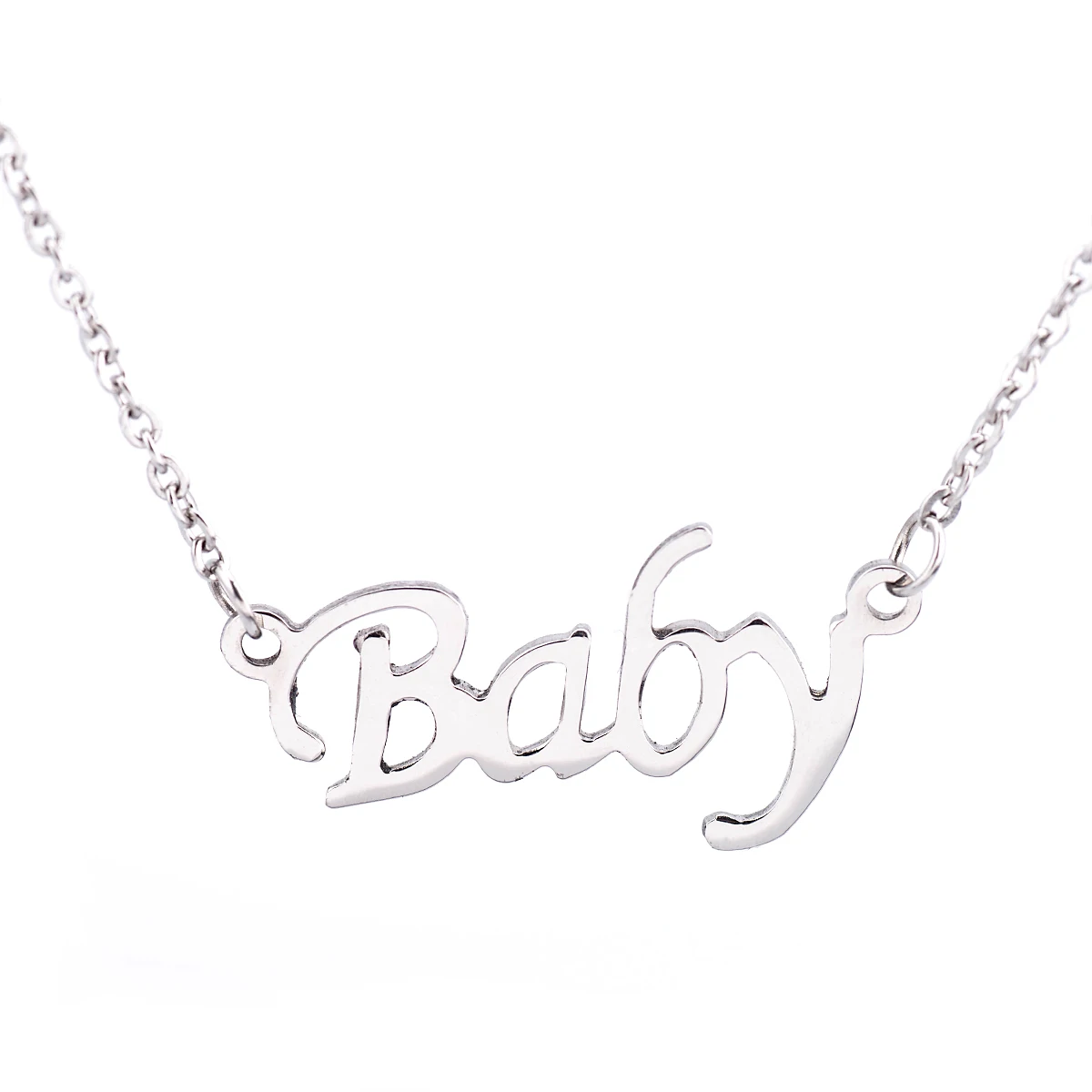 Fashion Stainless Steel Letters Pendant Necklace Chain Charms Jewelry