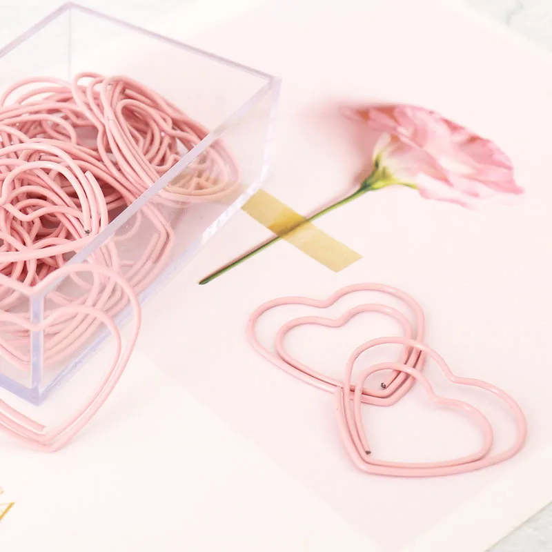 

25Pcs Cute Pink Love Heart Design Office School Paper Clips Stationery,candy Student Bookmark
