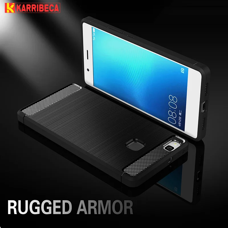 carbon fiber brushed silicone case huawei P9 Lite (1)