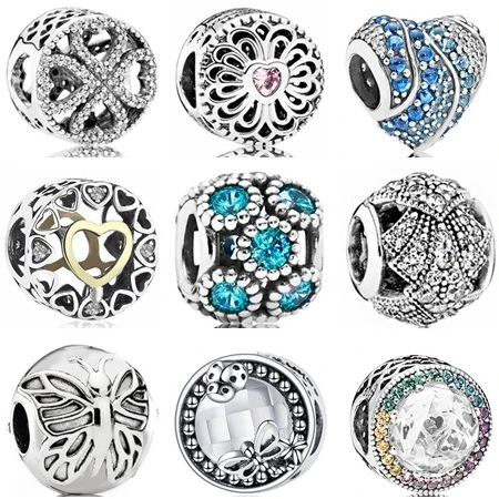 

Btuamb New Arrival Crystal Heart Simulated Pearl Charms Beads Fit Pandora Bracelets Necklaces for Women Party Gift DIY Jewelry