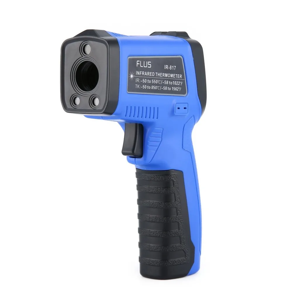 

FLUS IR-817 Multifunction Dew Point Infrared Thermometer With Audible/Visuable Alarm Humidity K Type Ambient UV Light