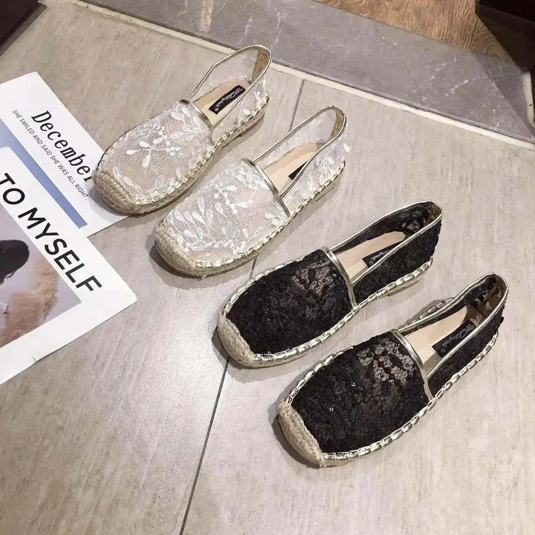 

Lace Transparent Espadrilles Lady Flats Slip-on Women Shoes Espadrilles Loafers