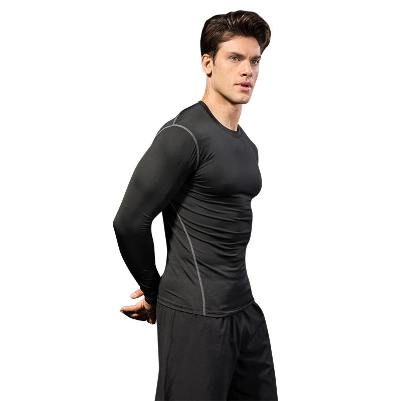 

YEL 2018 Logo Custom Compression Fitness Tights Jersey Gym Running T-Shirt Sportswear Bodybuilding Men'S Long Shirts Sports Suit