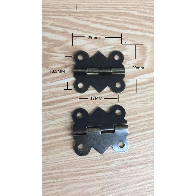 Бронзовая Металлическая петля, дверная петля для шкафа, 4 отверстия в античном стиле, винтажная петля с винтами, 50 шт