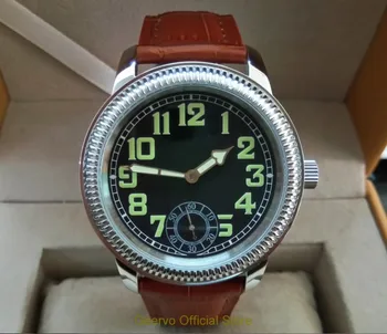 

44mm GEERVO black dial Asian 6497 17 jewels Mechanical Hand Wind movement men's watch luminous Mechanical watches 050A