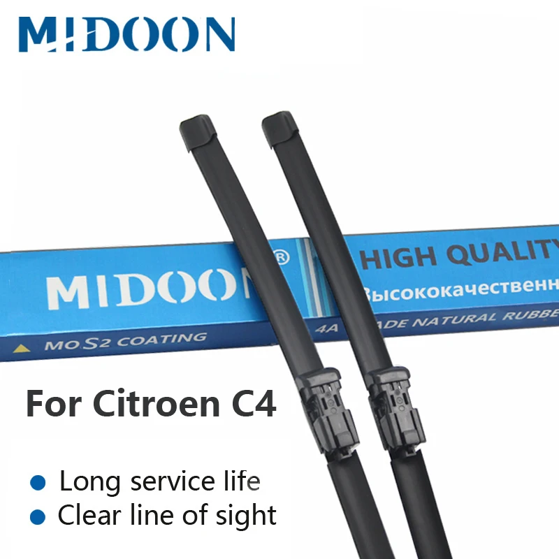 

MIDOON Wiper Blades for Citroen C4 Hatchback / Coupe / Sedan / Aircross Fit Pinch tab / Push Button / Hook Arms 2004 to 2017