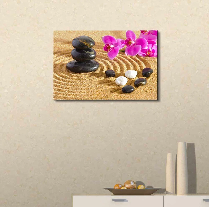 1 Panel Canvas Painting Zen Sand Stone Orchid Picture Living Room Wall Art Decoration Print Poster