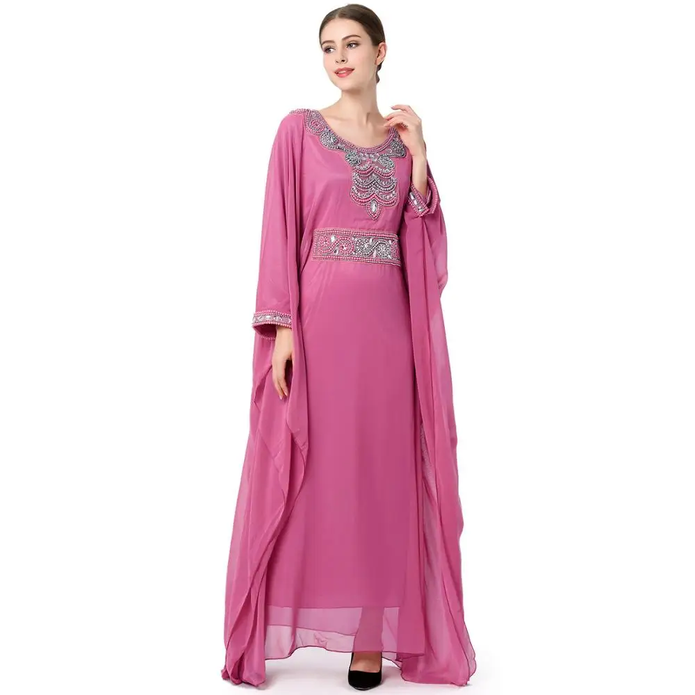 pink abaya for summer, abaya style, embroidered abaya, butterfly abaya, caftan abaya