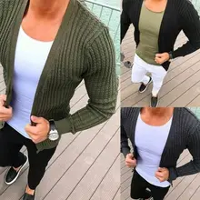 Кардиган свитер пальто мужчины Горячий Повседневный тонкий Однотонный свитер теплый вязаный джемпер Плюс Размер 3XL длинный рукав v-образный вырез кардиган