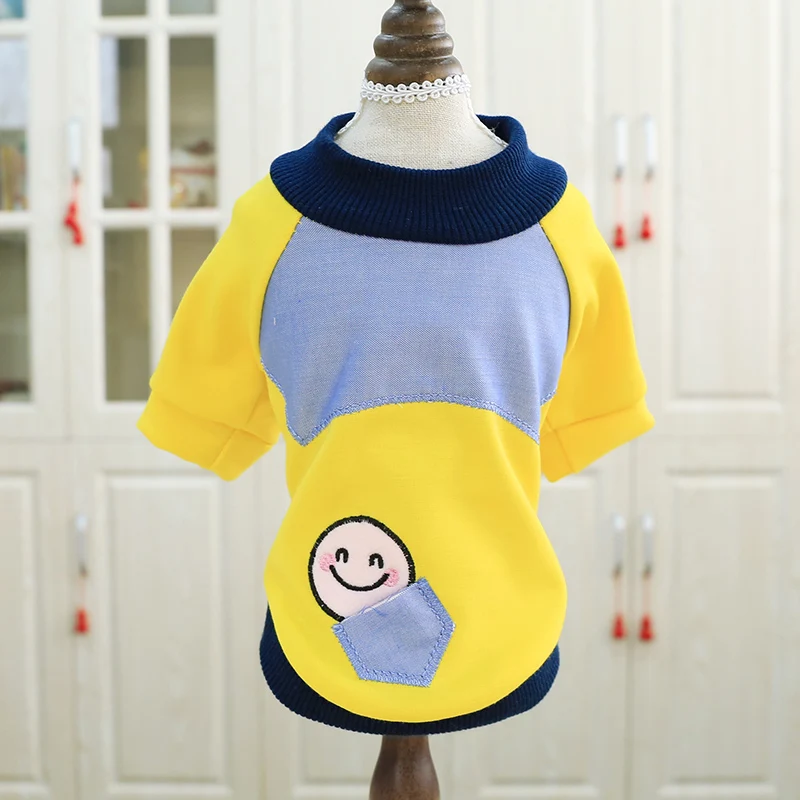 Smiley Pocket T-Shirt The New Arrival Spring Pet Dog Clothes Lovely And Soft Two-Legged Polyester Puppy Clothes For Small Dogs