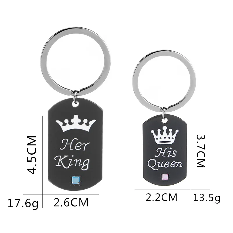 

Fashion her King/his queen Couple Crown Crystal Key Chains Lovers' Key Chains