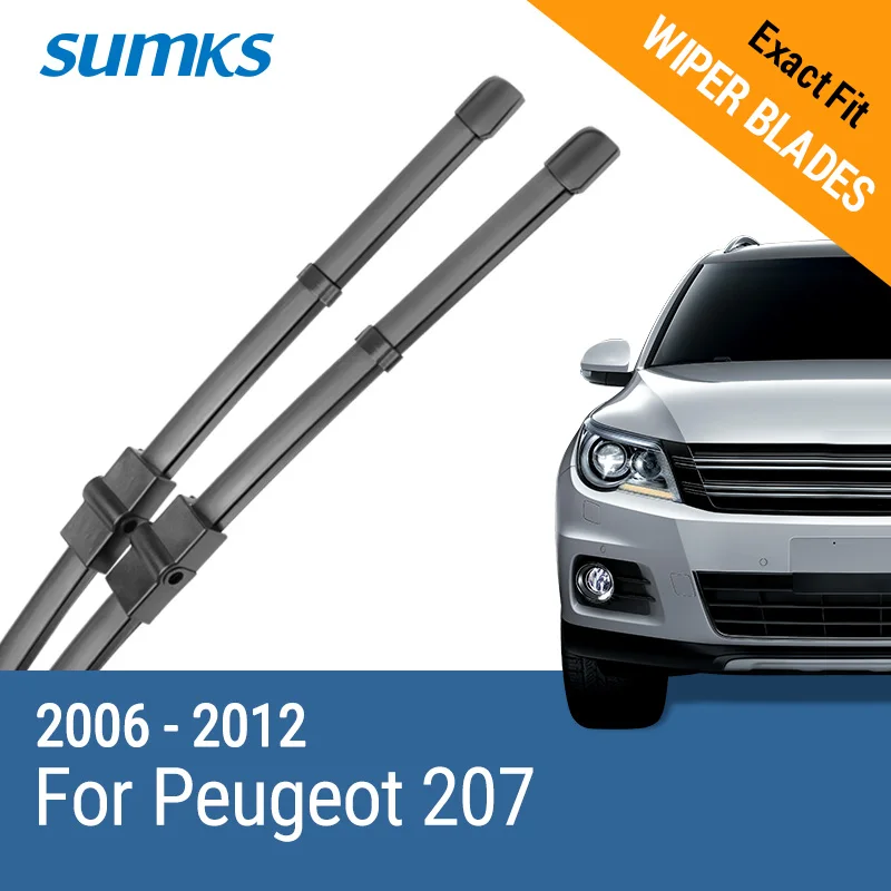 

SUMKS Wiper Blades for Peugeot 207 26"&17" Fit Side Pin Arms 2006 2007 2008 2009 2010 2011 2012