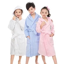 Зимний халат для детей, детские халаты, Хлопковая пижама с капюшоном и длинными рукавами, синий халат для мальчиков, мягкие халаты, пижамы для детей, осень, розовый