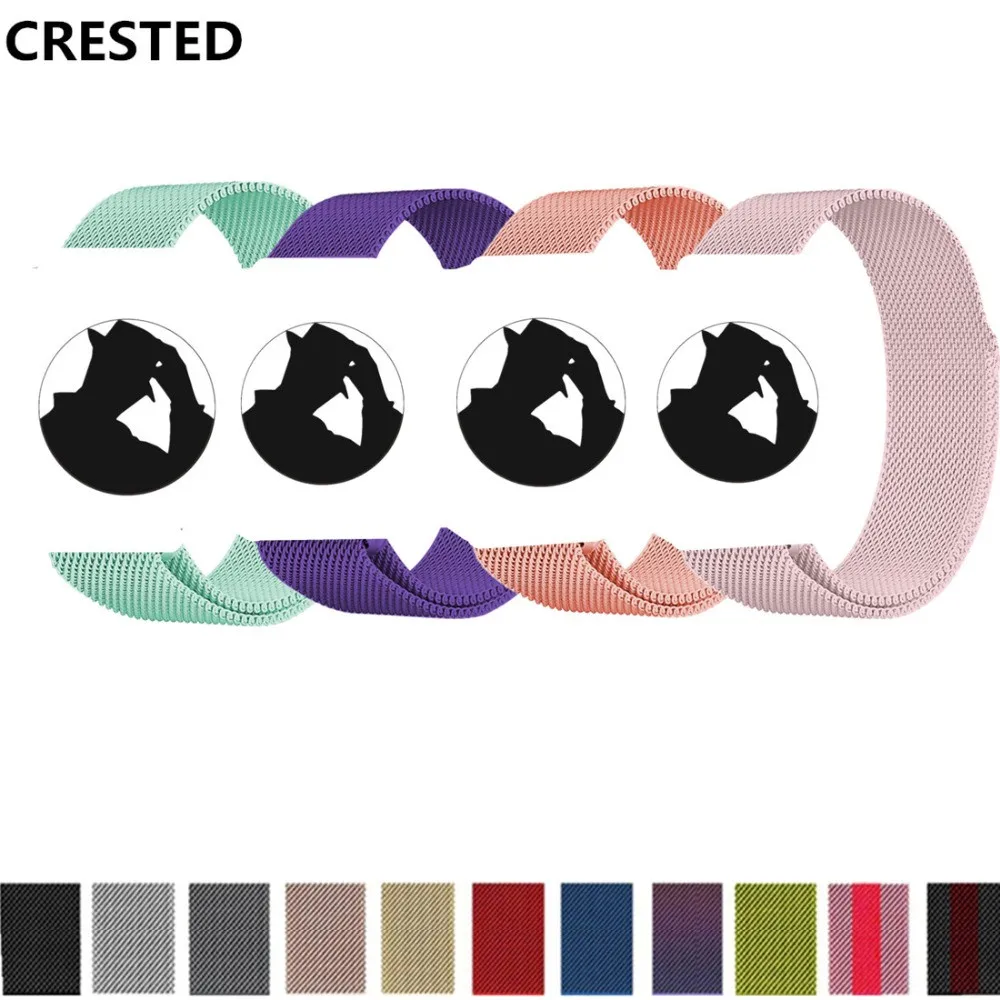 

CRESTED Milanese Loop band For Apple Watch 4 44mm 40mm Iwatch Strap series 3/2/1 42mm/38mm Stainless Steel Wrist Bracelet belt