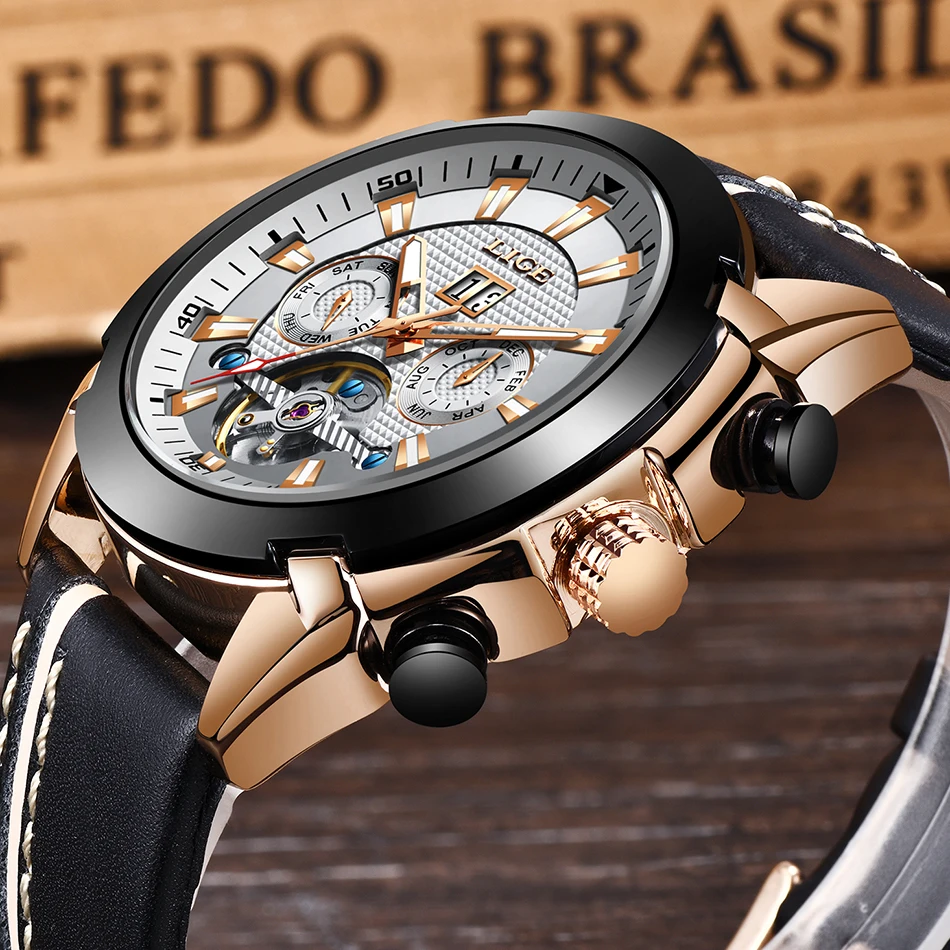 luxo automático relógio mecânico casual esporte à