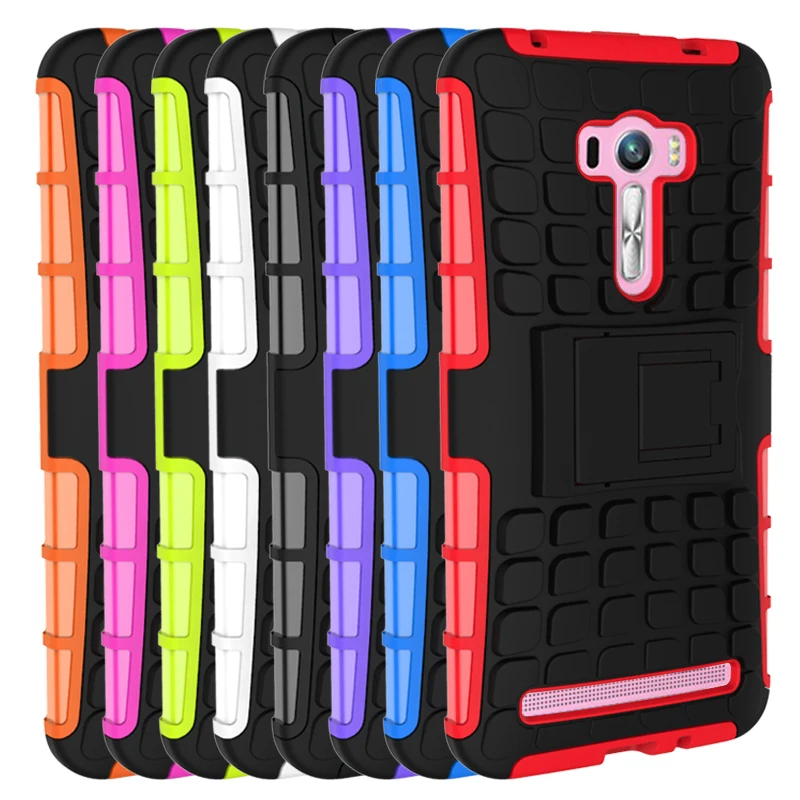 

Silicon + Plastic 2 in 1 Dual Layer Shockproof Stand Phone Protection Case Cover For Asus Zenfone Selfie ZD551KL