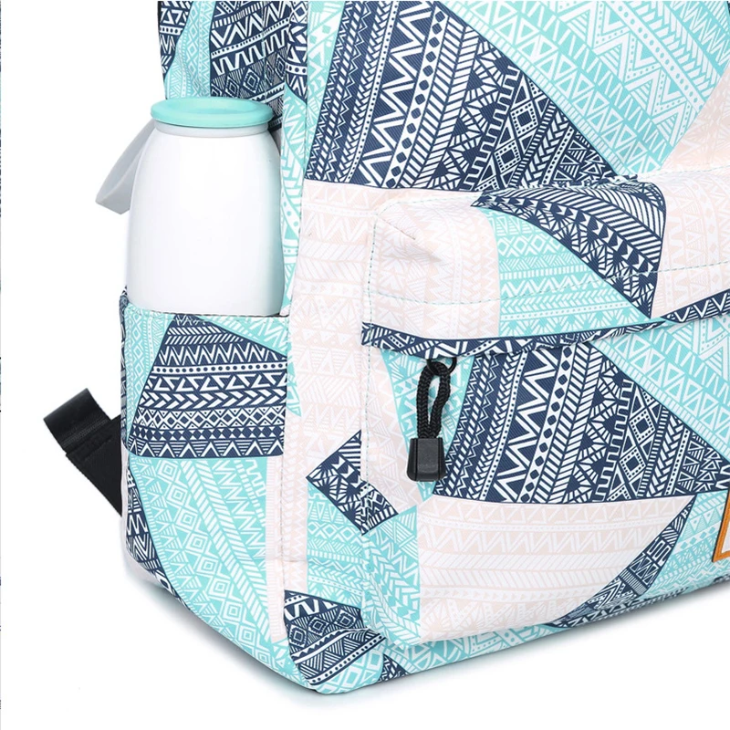 Mochila de poliéster impermeable a la moda para mujer con impresión geométrica personalizada azul para Dama Gran capacidad Colegio diario Mochila Mochila de poliéster impermeable a la moda para mujer con impresión geométrica personalizada azul para Dama Gran capacidad Colegio diario Mochila