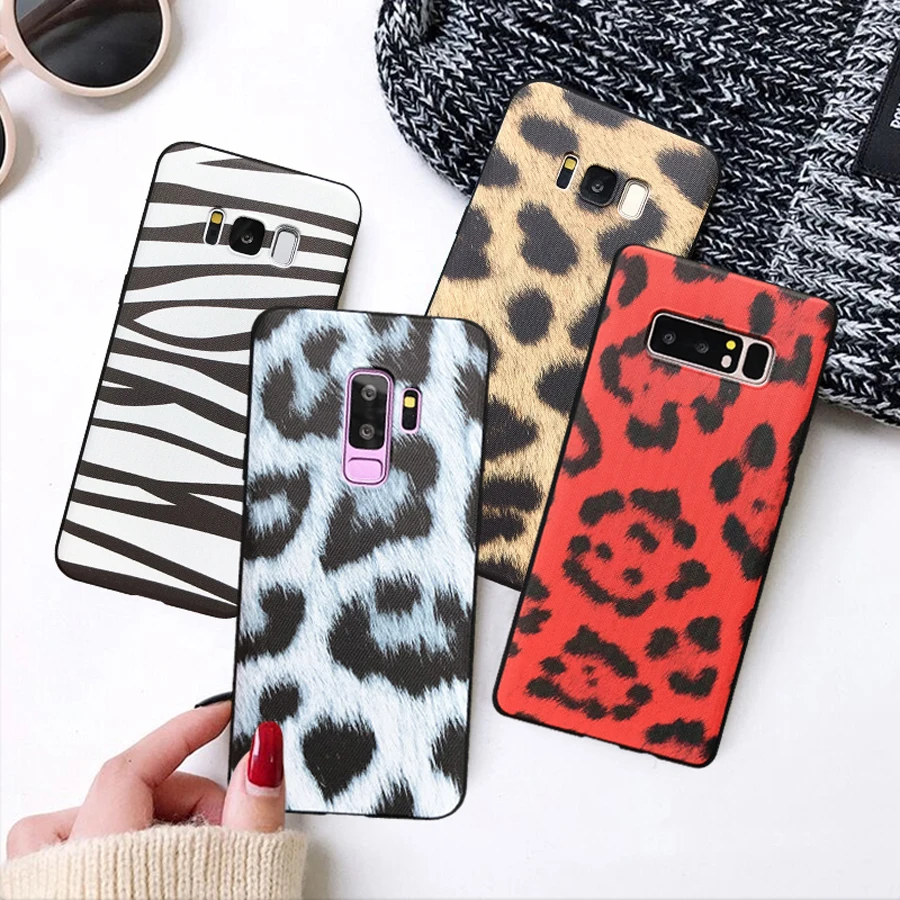 

For samsung galaxy s8 s9 plus note 9 8 case cover Retro 3d leopard painted soft silicon phone bag capa fundas Ritozcase