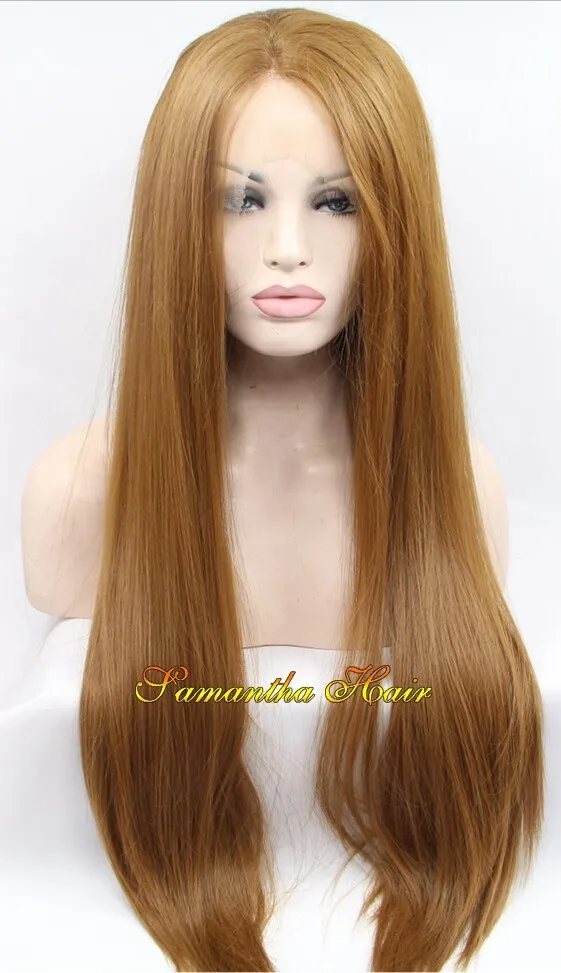 27 Strawberry Blonde Synthetic Lace Front Wig Long Natural