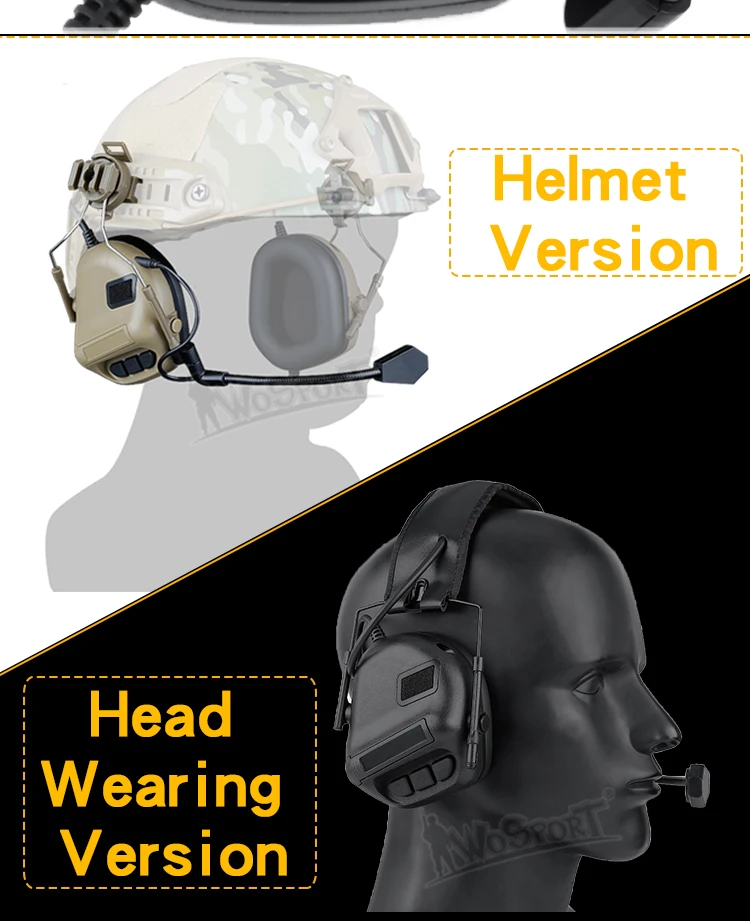 Тактический шлем, версия для ношения, наушники для страйкбола, охотничьи наушники, боевой игровой, военный