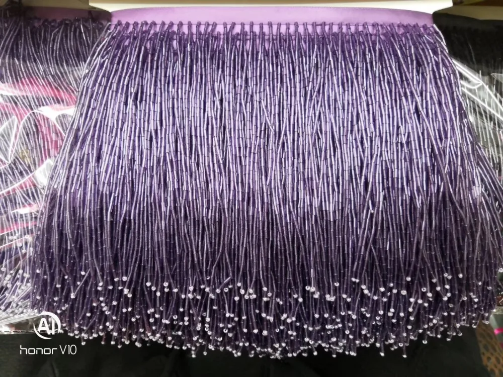 Фиолетовая ручная работа 15 см широкая бисерная бахрома отделка, 5 ярдов, около 270 бисерных нитей/ярдов SGTM1