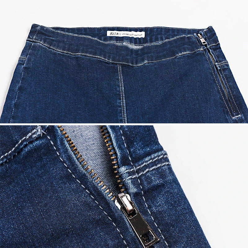 Женские джинсы, осень-лето, высокая талия размера плюс, тянущиеся, полная длина, обтягивающие, тонкие, джинсовые штаны для женщин, 4XL 5XL 6XL