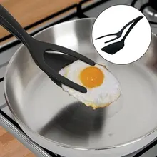 Кухня инструмент 2-в-1 для жарки яиц в виде зажим блин тостов омлет отменил зажим силиконовый шпатель зажим аксессуары Прямая 1 шт