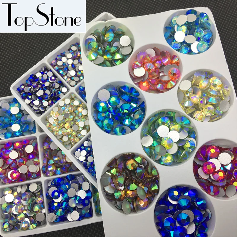 

ALL Sizes ss3,4,5,6,8,10,12,16,20,30 Colors AB Crystal Flat Back Nail Art Non Hotfix Rhinestones DIY Jewelry 3D Nail Decoration