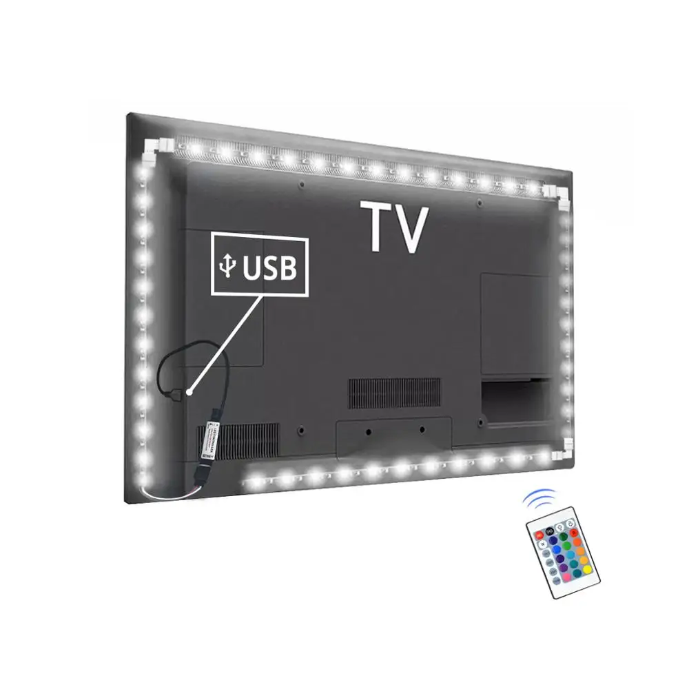 5 В USB мощный светодиодный светильник RGB вольт 50 см 1 м 2 3 4 тыловая подсветка для ТВ
